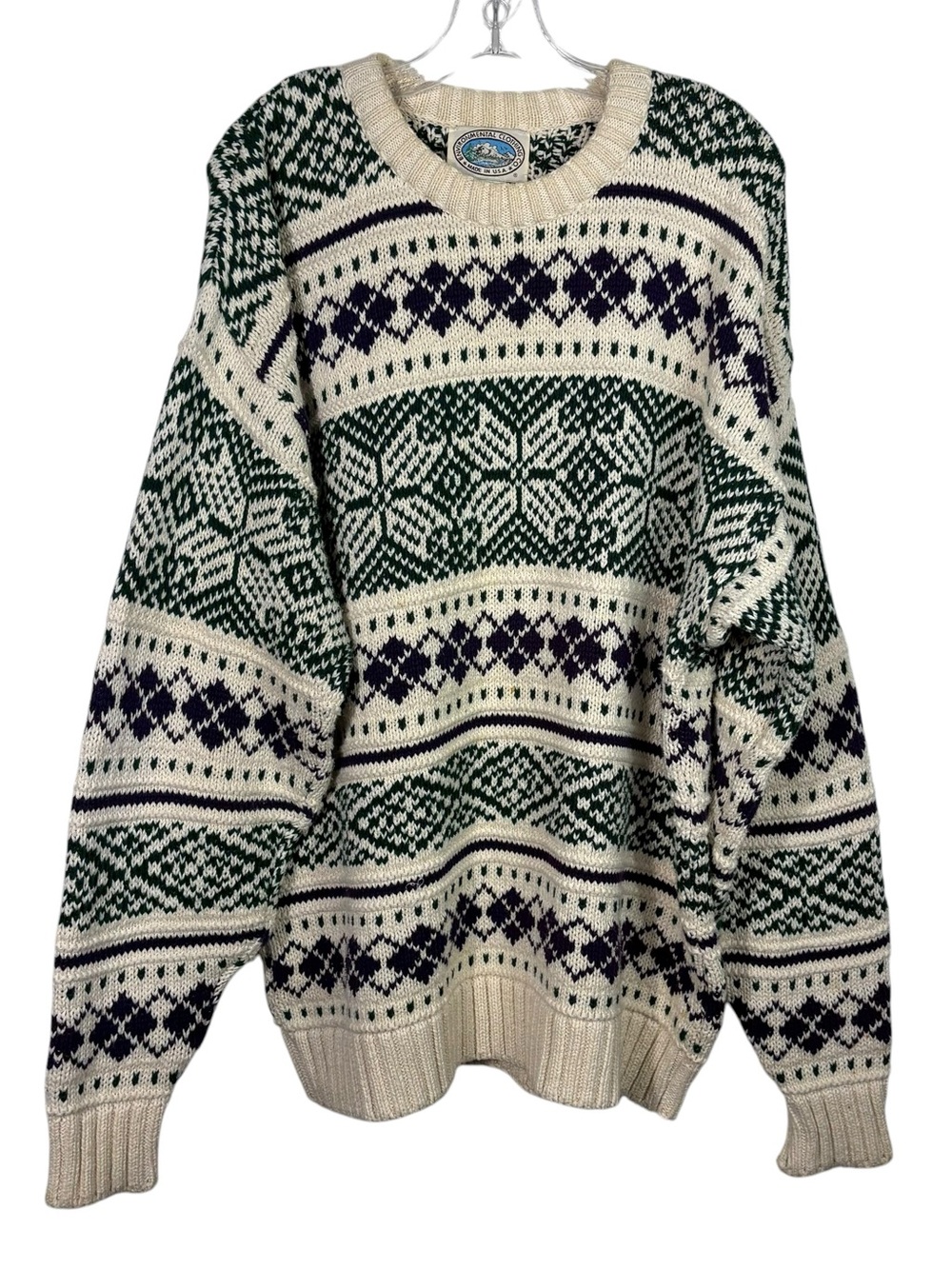Environmental Clothing Co. USA Made Chunky Grandpa Pattern Sweater Eclectic XL